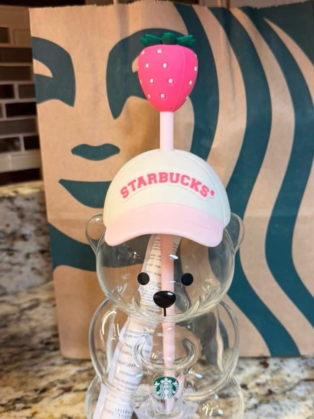 Exclusive SOLD OUT 2026 Starbucks Pink Strawberry Bearista Cup with Pink Straw